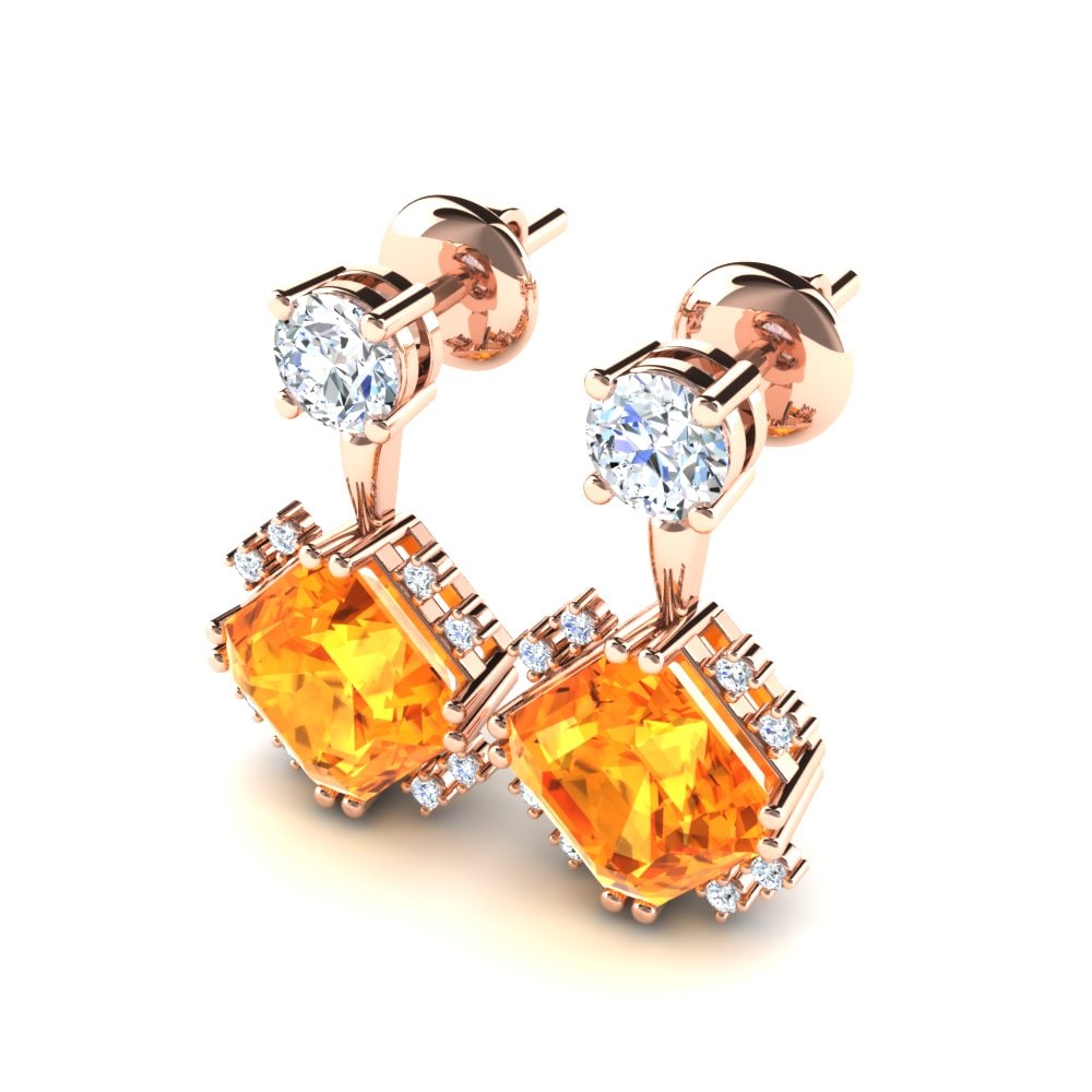 14K Rood Goud Citrien Dames Oorbellen Suzie