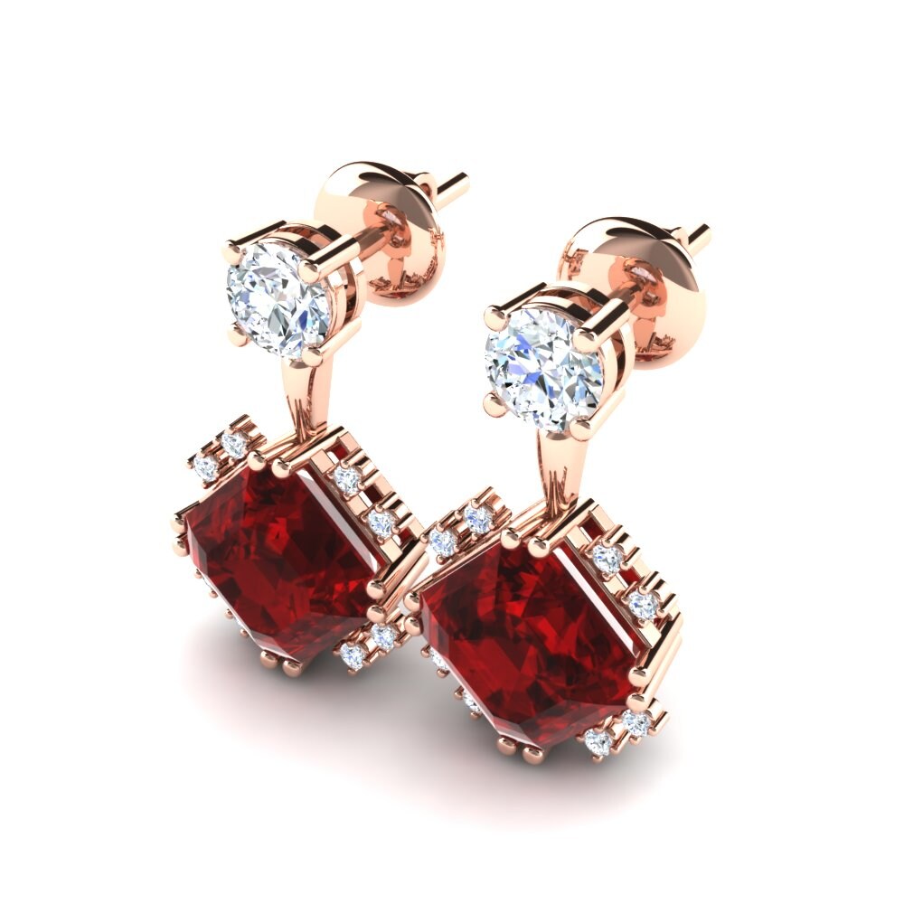 14k Oro Rosa Circonita Roja Pendiente de mujer Suzie
