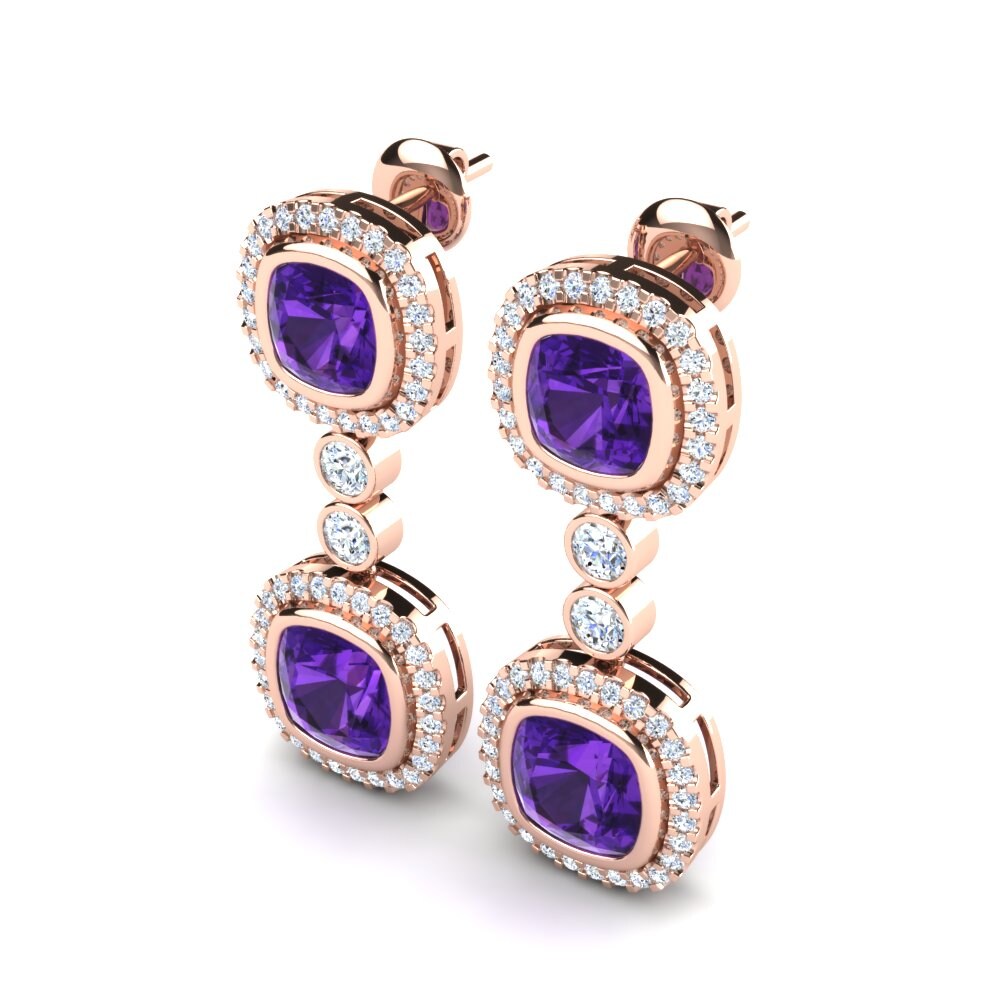 18ct Rose Gold Amethyst Women's Earring Lessie