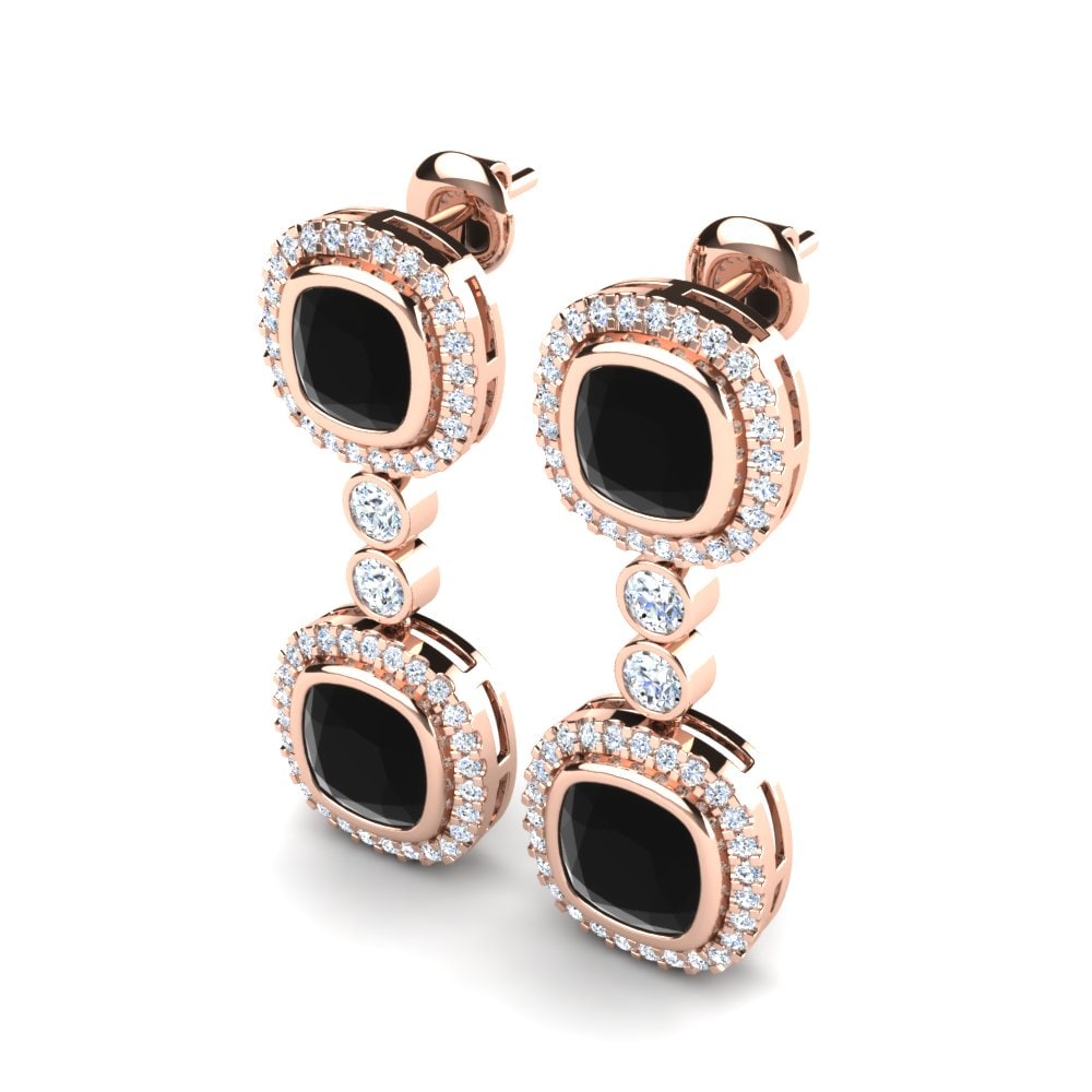 9k Oro Rosa Zafiro negro Pendiente de mujer Lessie