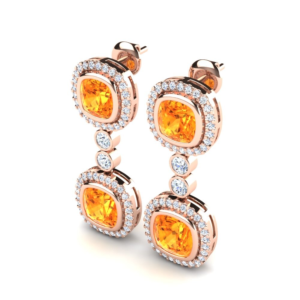 14K Rood Goud Citrien Dames Oorbellen Lessie