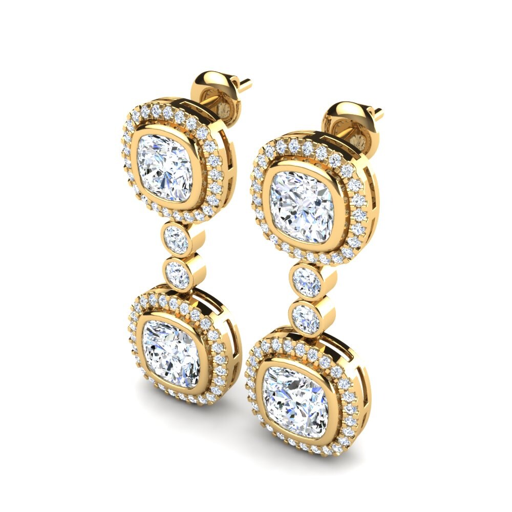 14k Oro Amarillo Cojín Pendiente de mujer Lessie