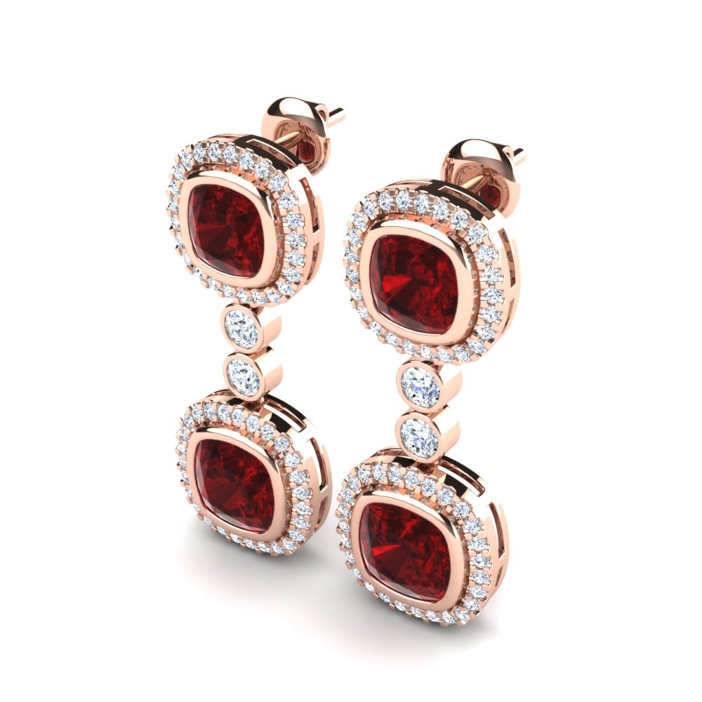 14k Oro Rosa Circonita Roja Pendiente de mujer Lessie