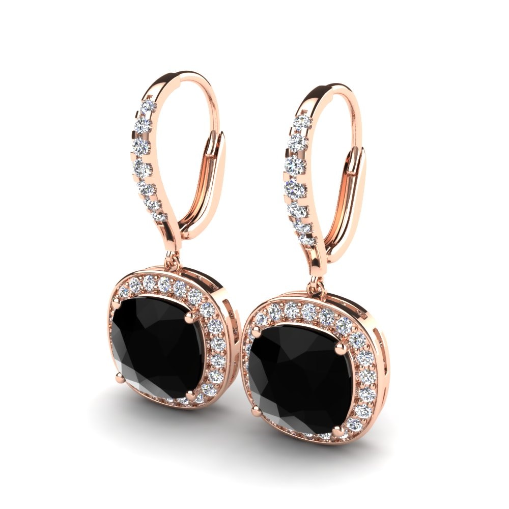 9k Oro Rosa Zafiro negro Pendiente de mujer Valerie