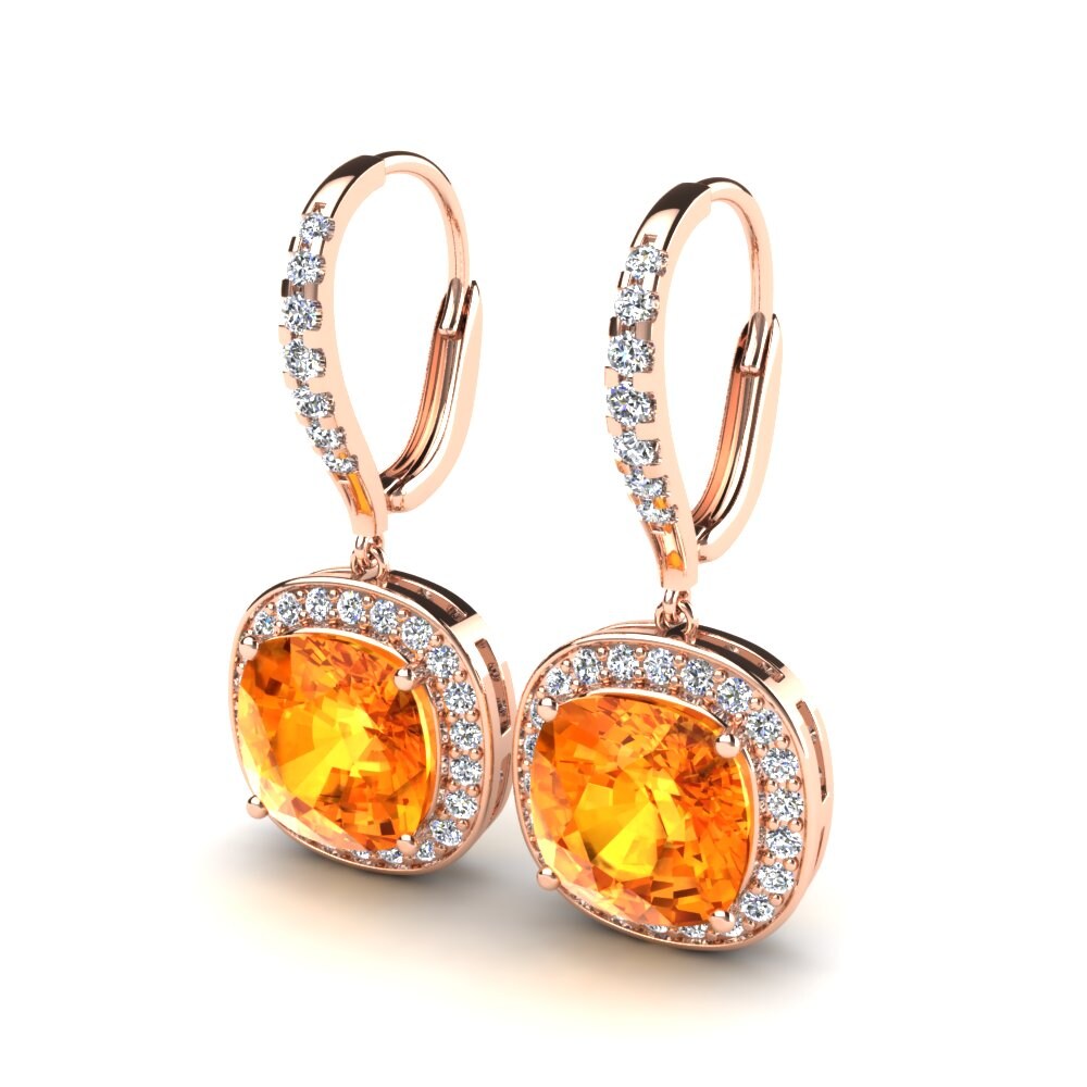 14K Rood Goud Citrien Dames Oorbellen Valerie