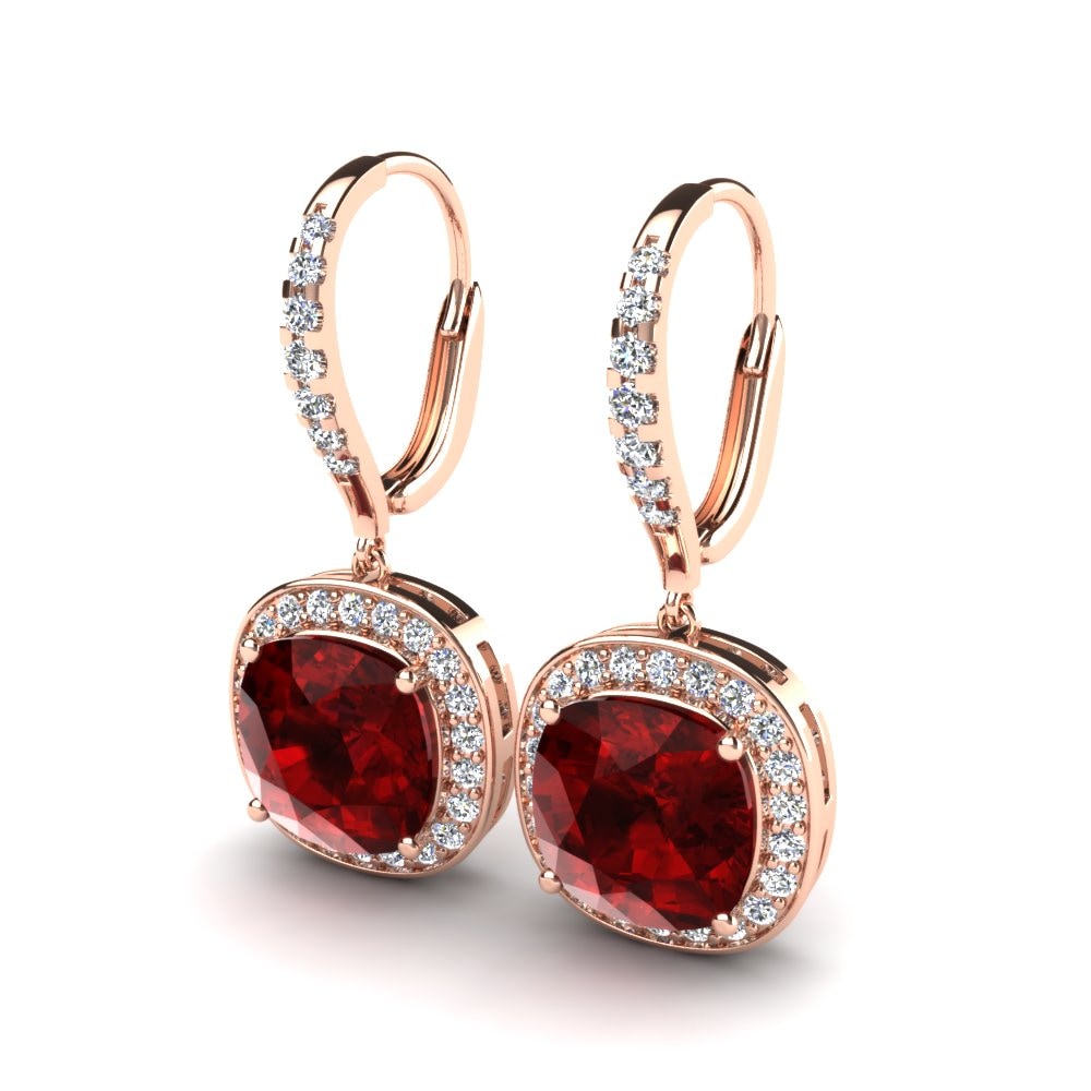 14k Oro Rosa Circonita Roja Pendiente de mujer Valerie