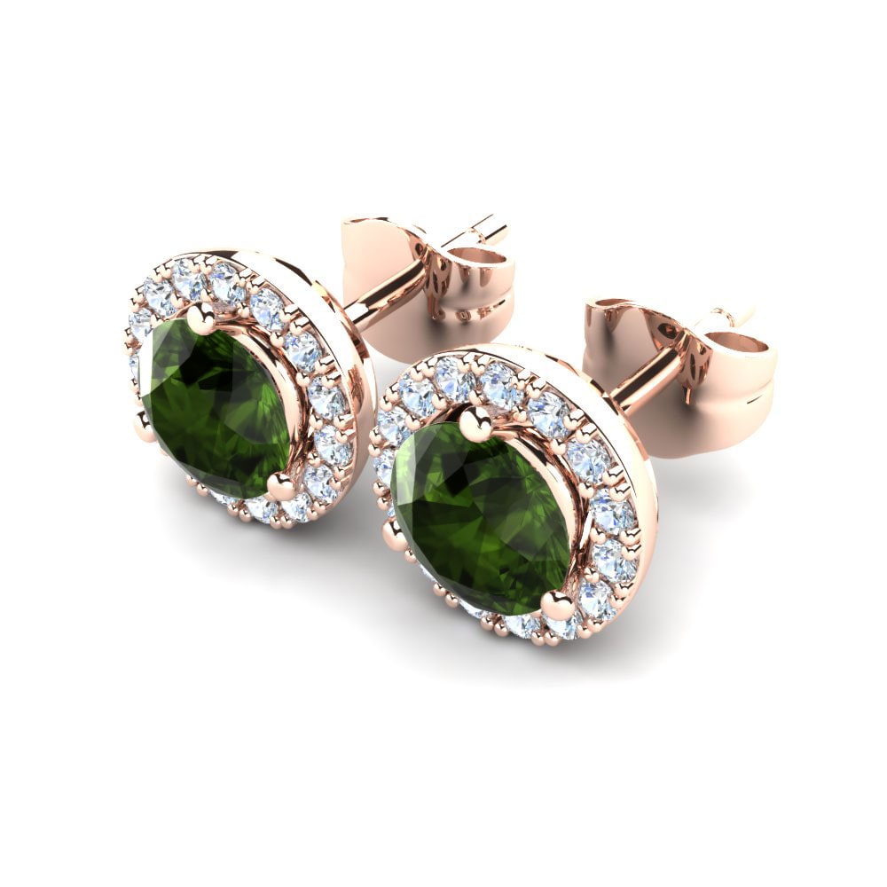 14ct Rose Gold Green Tourmaline Women's Earring Aggie