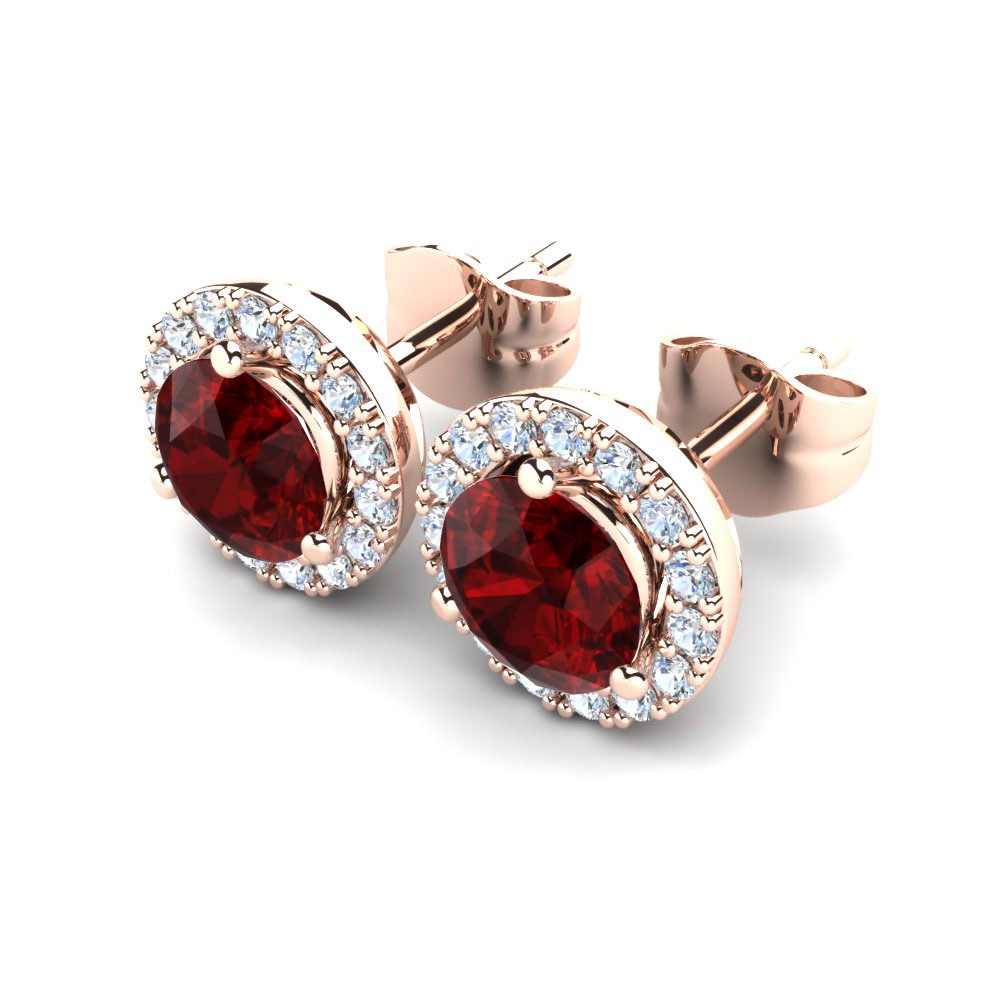 14k Oro Rosa Circonita Roja Pendiente de mujer Aggie
