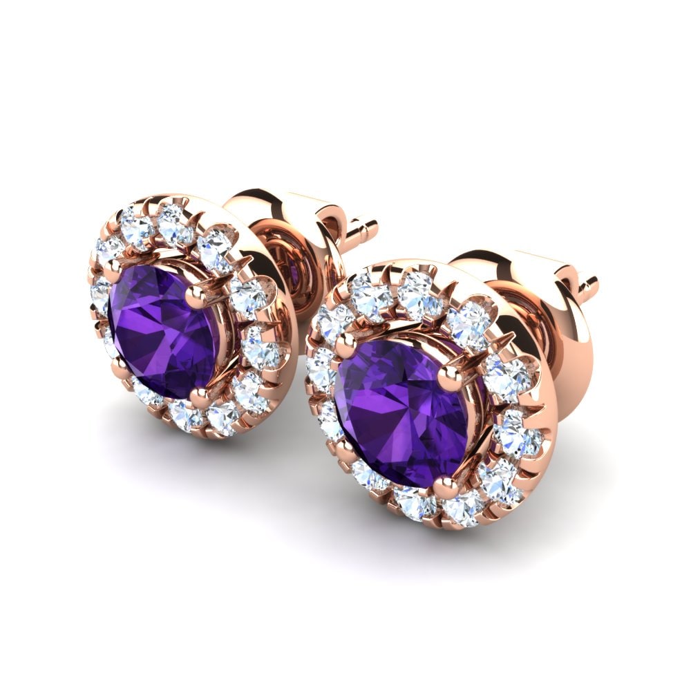 18ct Rose Gold Amethyst Women's Earring Faiga