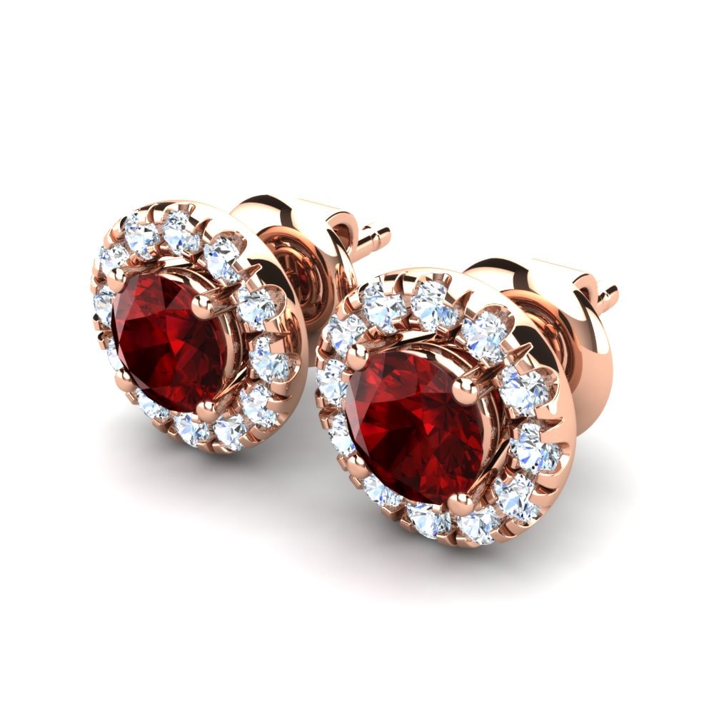 14k Oro Rosa Circonita Roja Pendiente de mujer Faiga