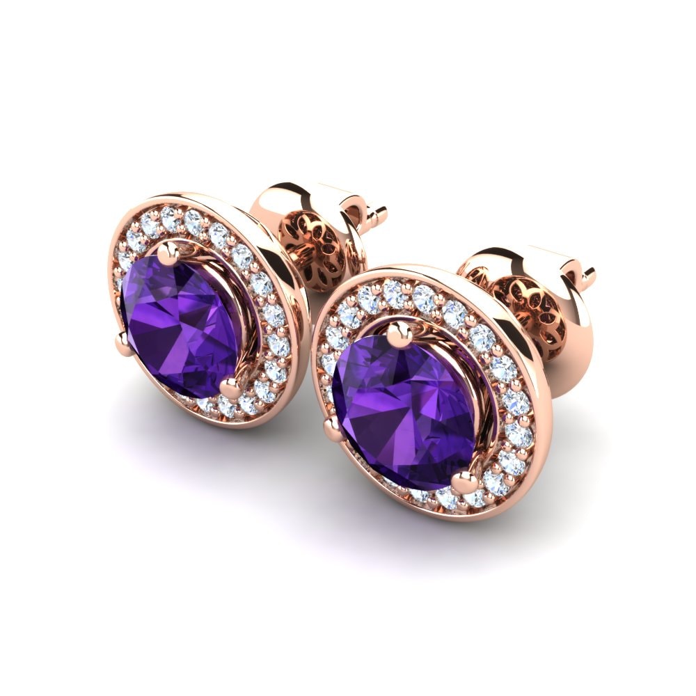 18ct Rose Gold Amethyst Women's Earring Carly