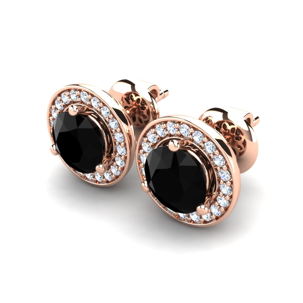9k Oro Rosa Zafiro negro Pendiente de mujer Carly
