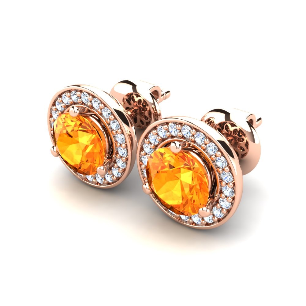 14K Rood Goud Citrien Dames Oorbellen Carly