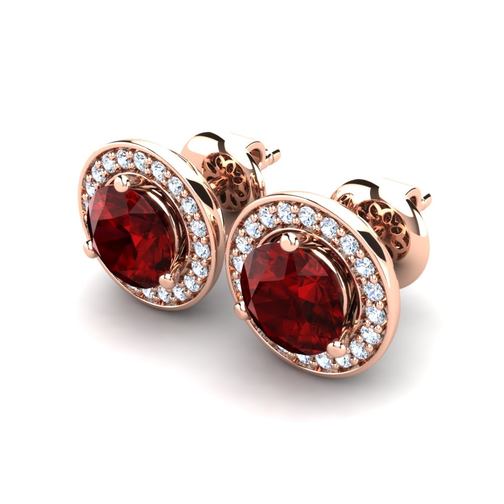 14k Oro Rosa Circonita Roja Pendiente de mujer Carly