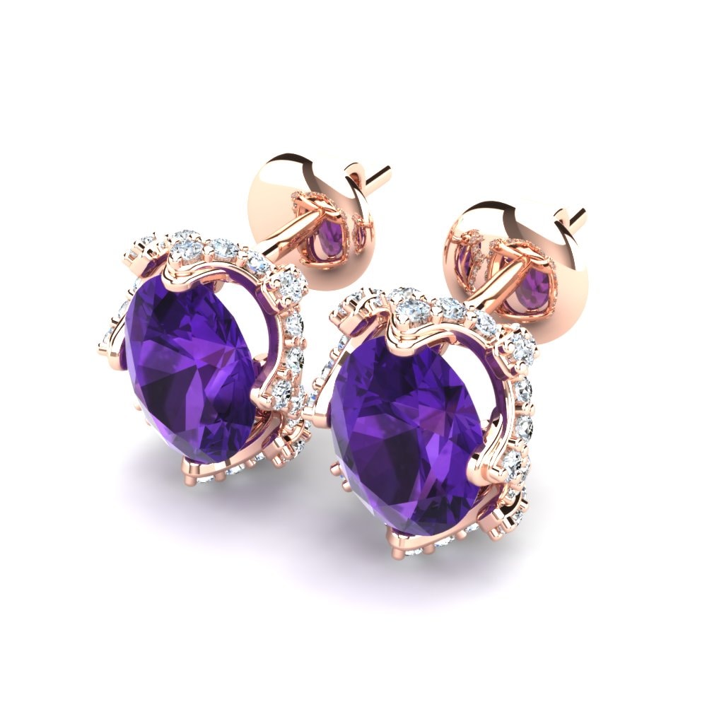 18ct Rose Gold Amethyst Women's Earring Stacy