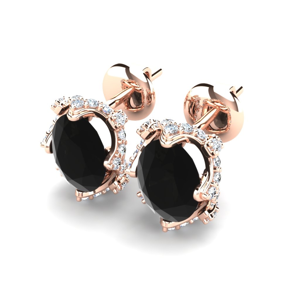 9k Oro Rosa Zafiro negro Pendiente de mujer Stacy