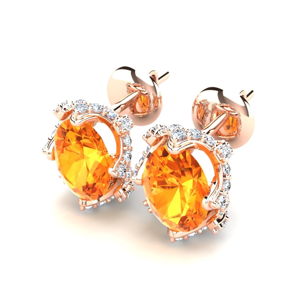 14K Rood Goud Citrien Dames Oorbellen Stacy