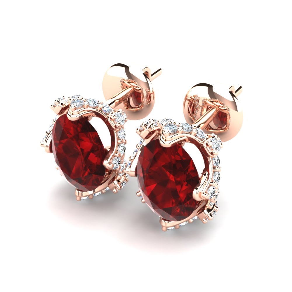 14k Oro Rosa Circonita Roja Pendiente de mujer Stacy
