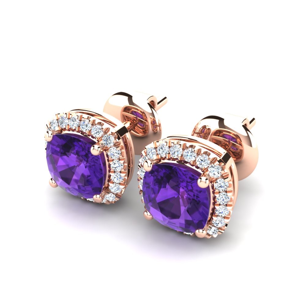18ct Rose Gold Amethyst Women's Earring Nicky
