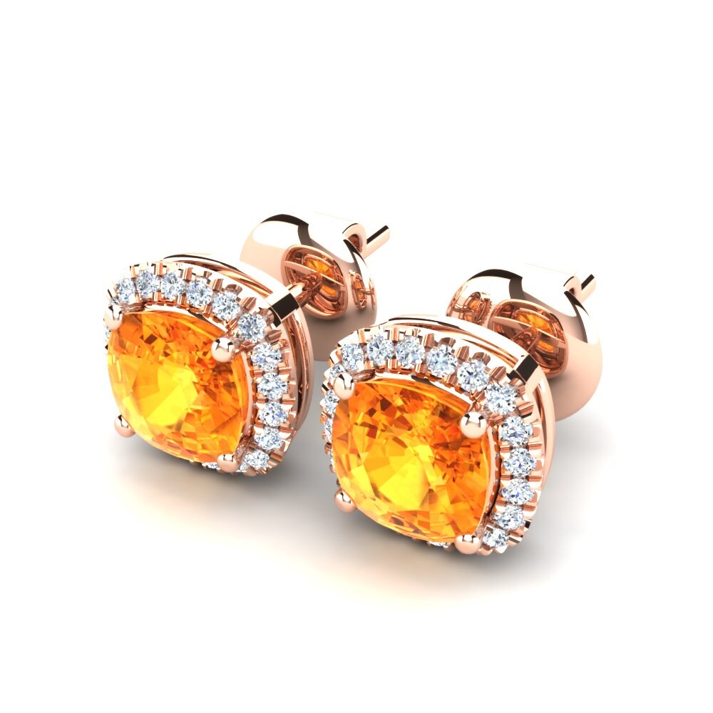 14K Rood Goud Citrien Dames Oorbellen Nicky