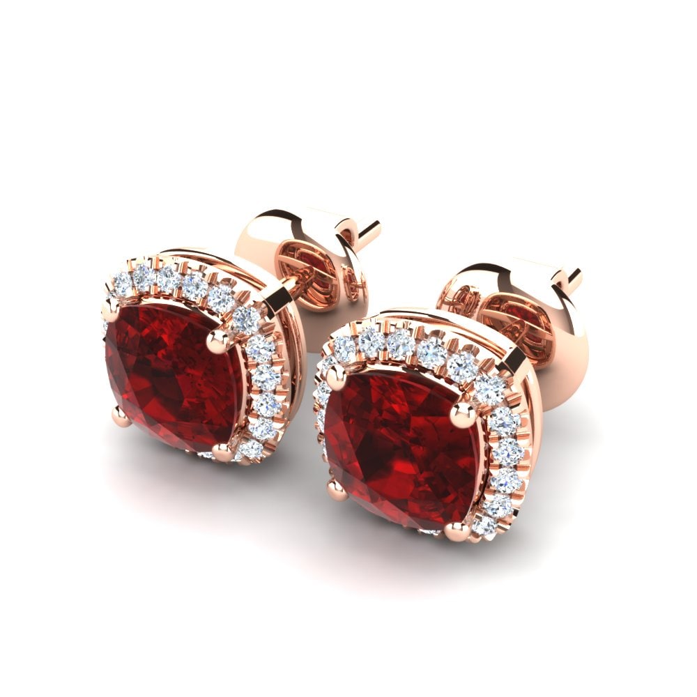 14k Oro Rosa Circonita Roja Pendiente de mujer Nicky
