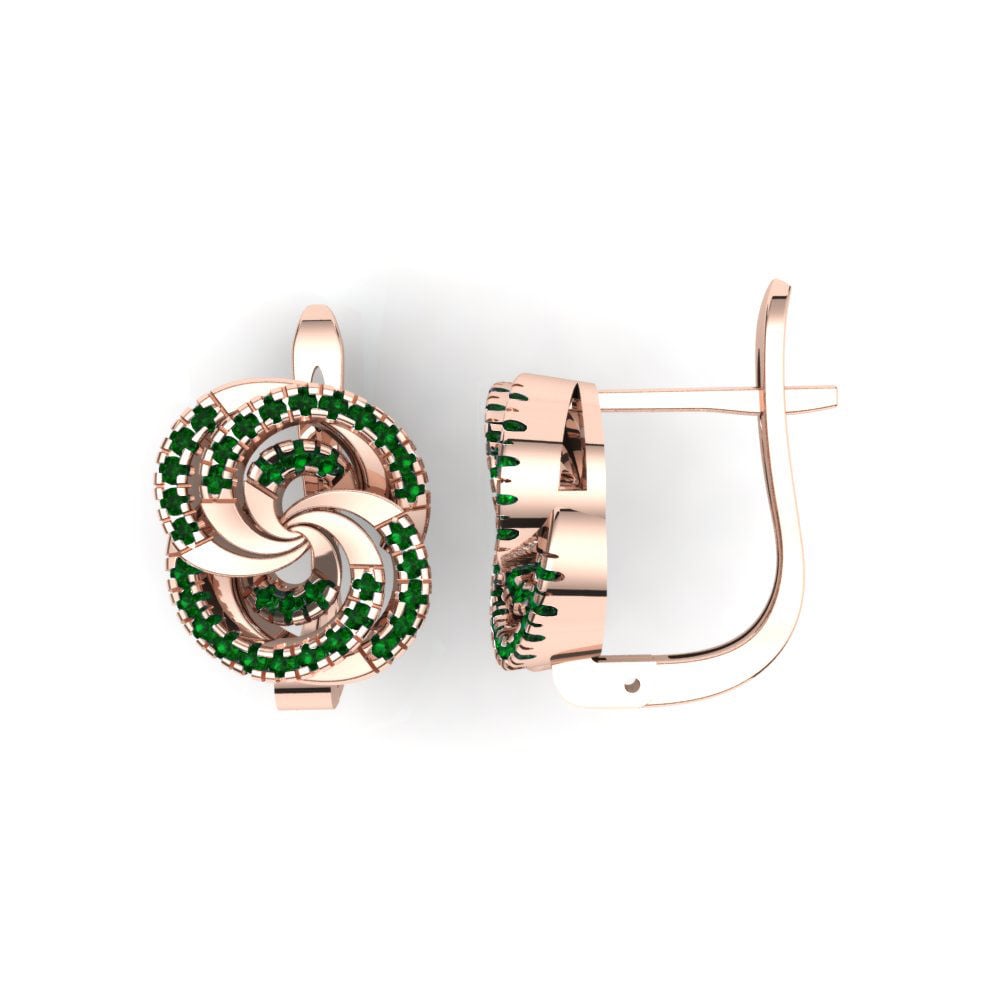 14k Oro Rosa Circonita Verde Pendiente de mujer Jasmine