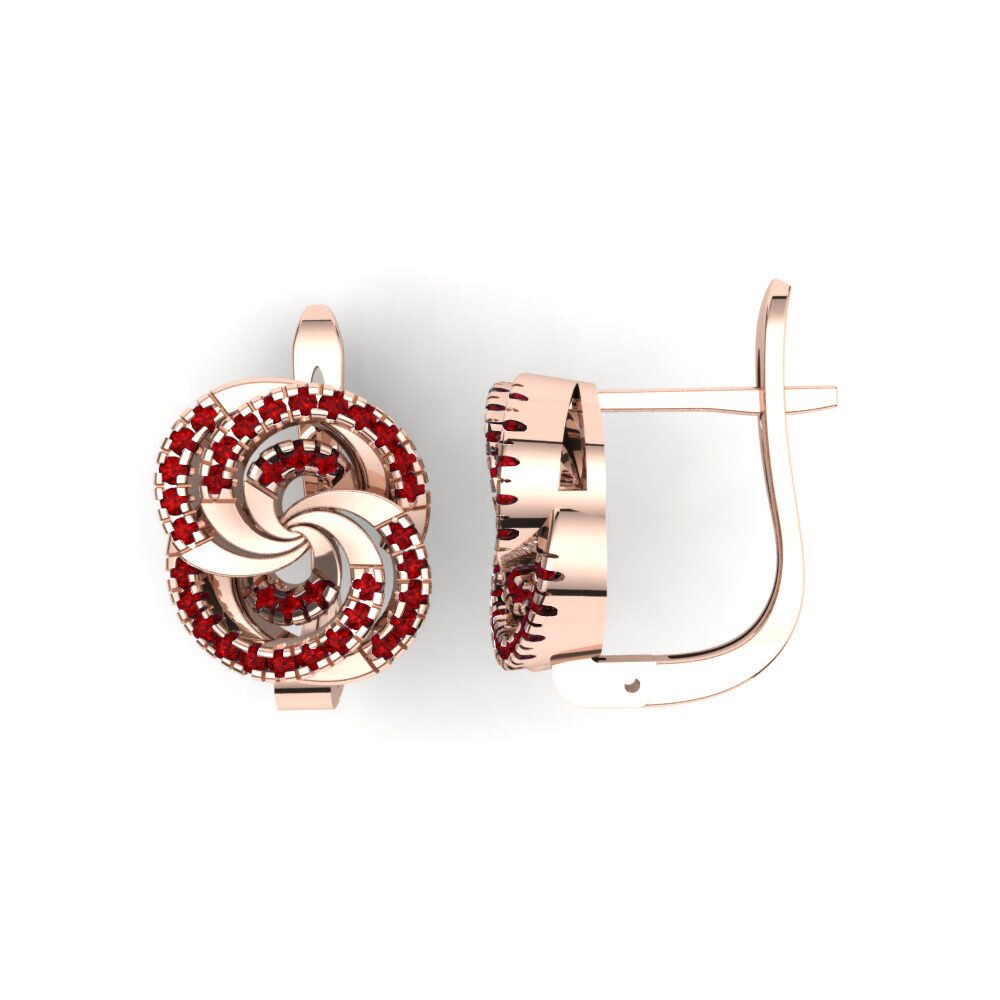 14k Oro Rosa Circonita Roja Pendiente de mujer Jasmine