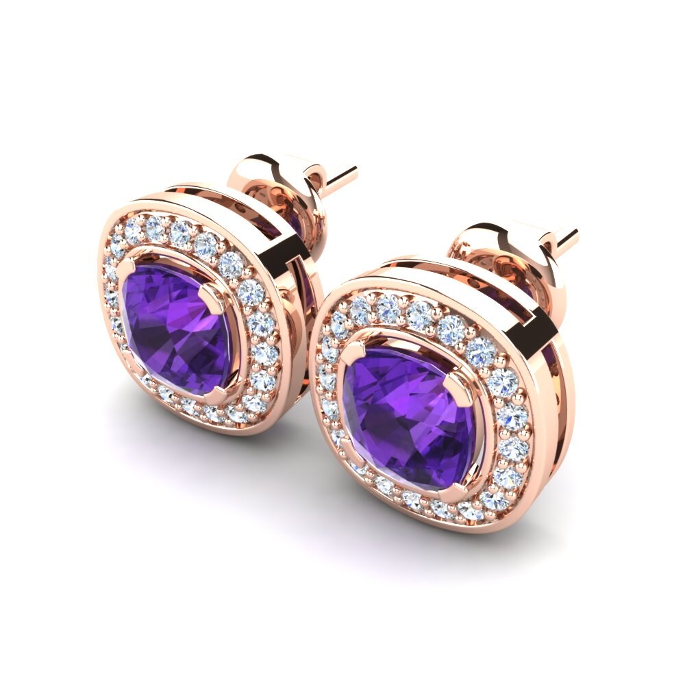 18ct Rose Gold Amethyst Women's Earring Carmen