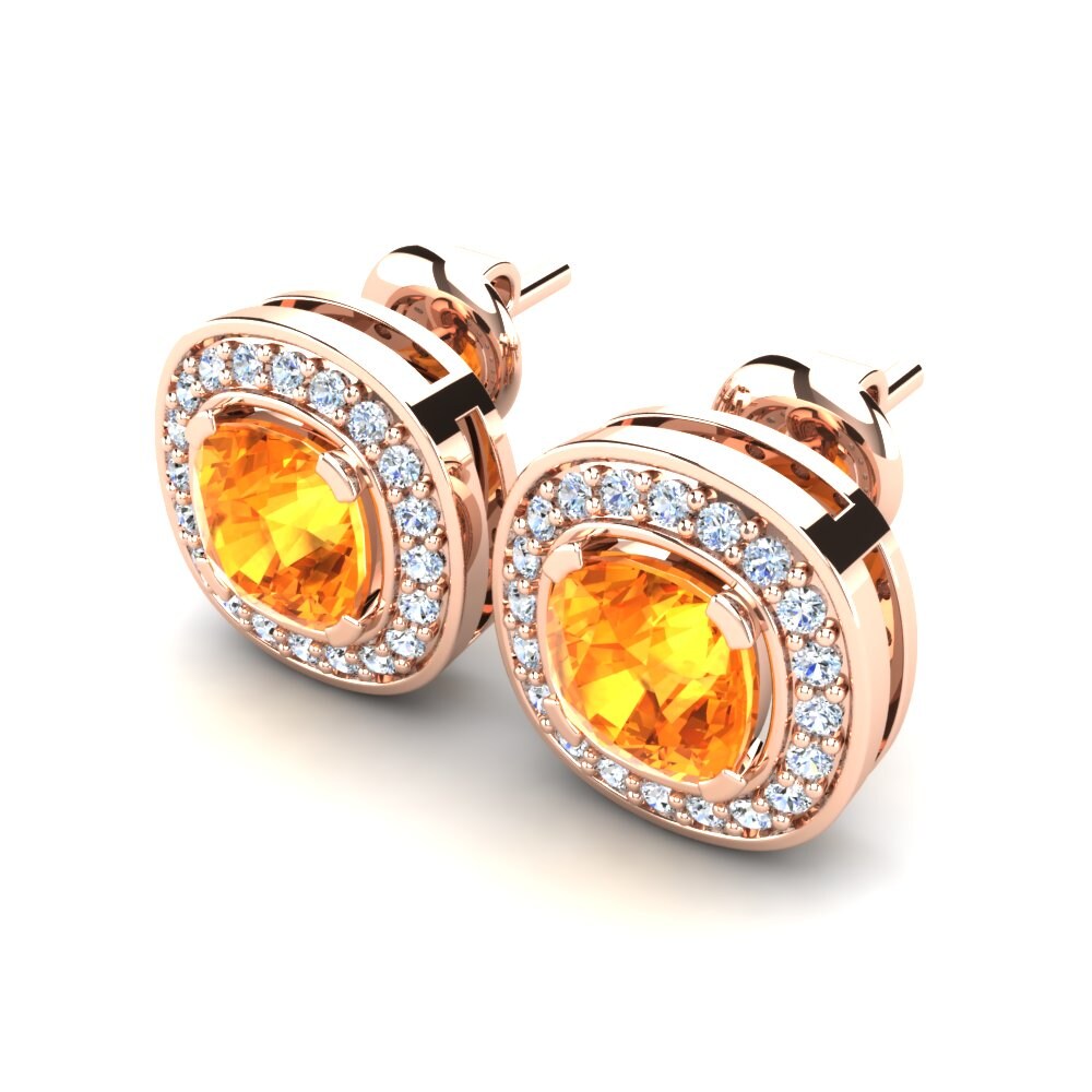 14K Rood Goud Citrien Dames Oorbellen Carmen