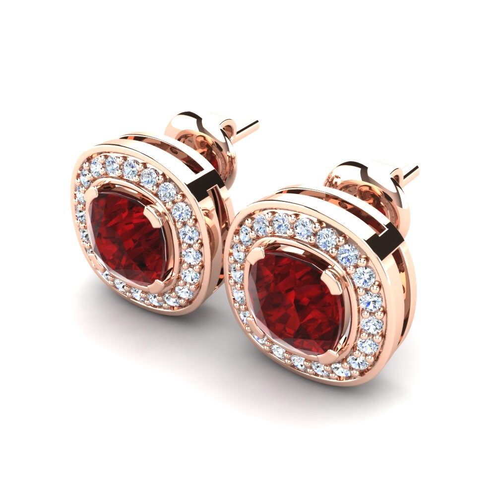 14k Oro Rosa Circonita Roja Pendiente de mujer Carmen