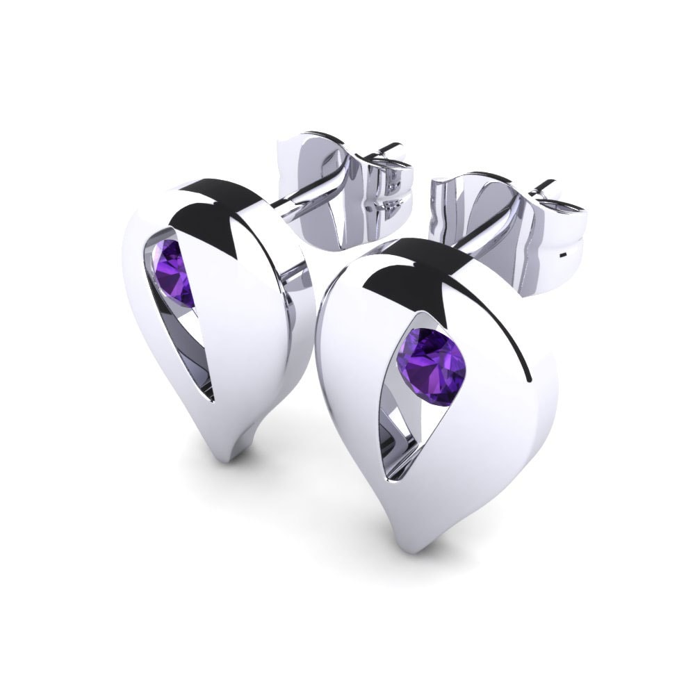950 Palladium Amethyst Women's Earring Lulwa