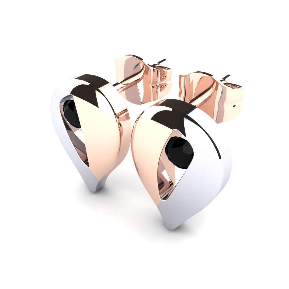 14k Oro Rosa & Blanco Zafiro negro Pendiente de mujer Lulwa