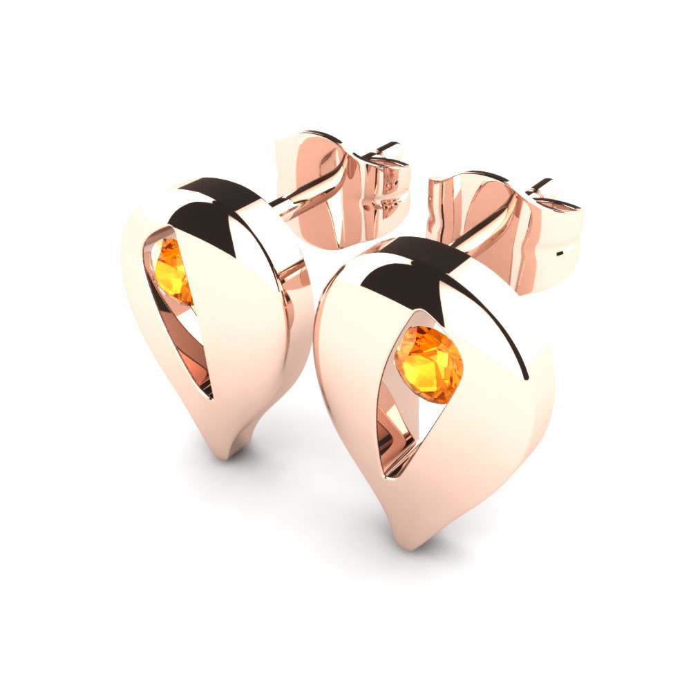 14K Rood Goud Citrien Dames Oorbellen Lulwa