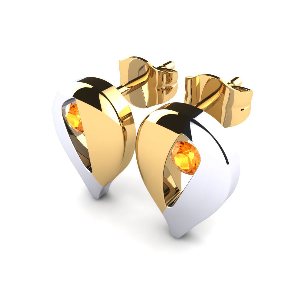 14ct Yellow & White Gold Citrine Women's Earring Lulwa