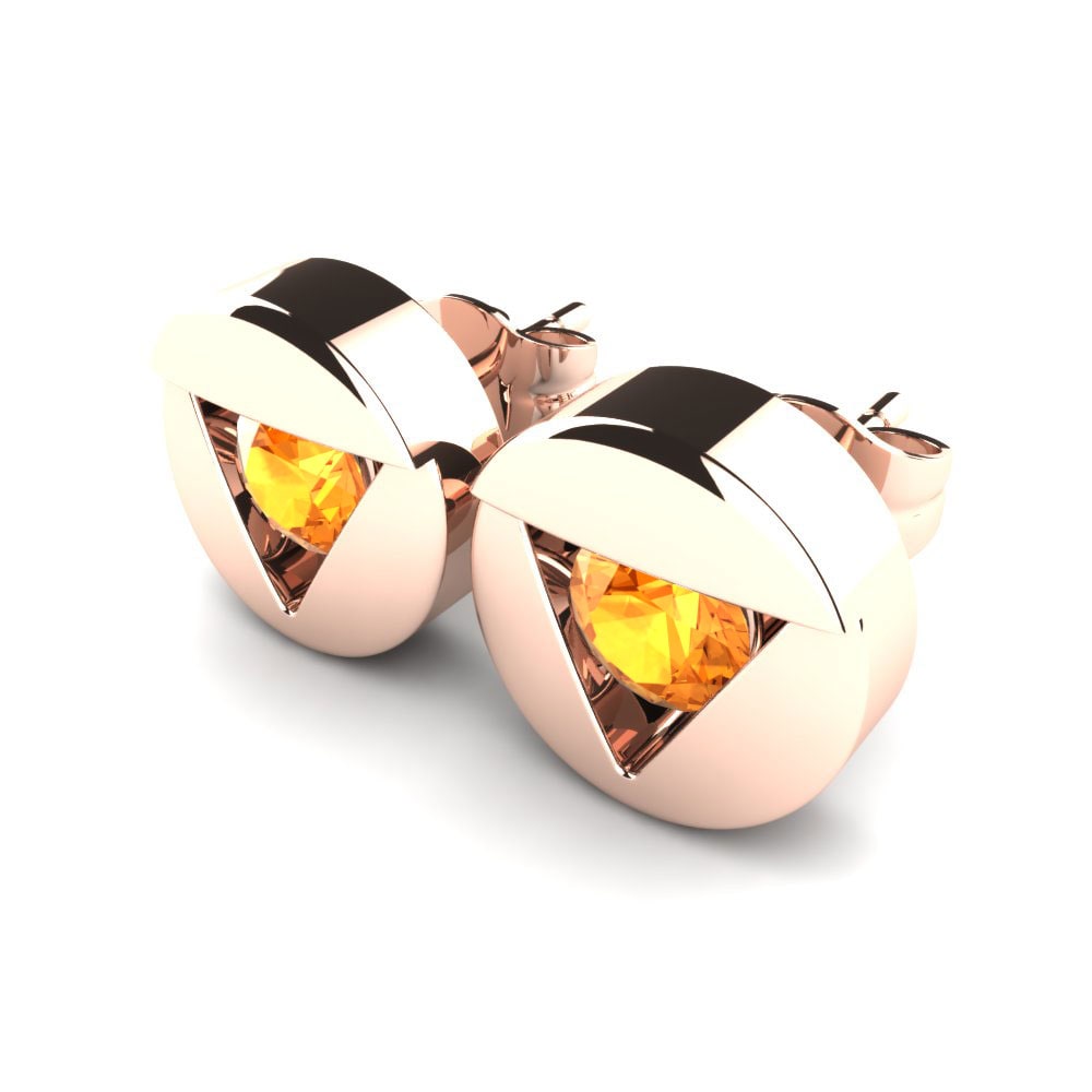 14K Rood Goud Citrien Dames Oorbellen Lisso