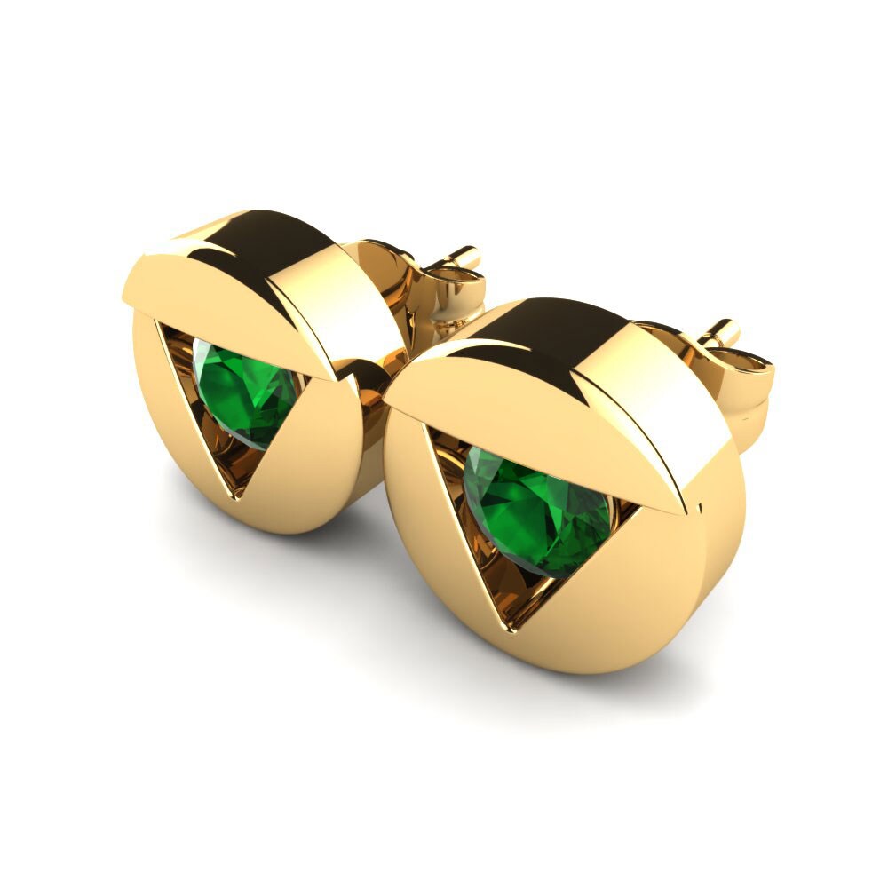 Oro Giallo 750 Zircone Verde Orecchino da donna Lisso