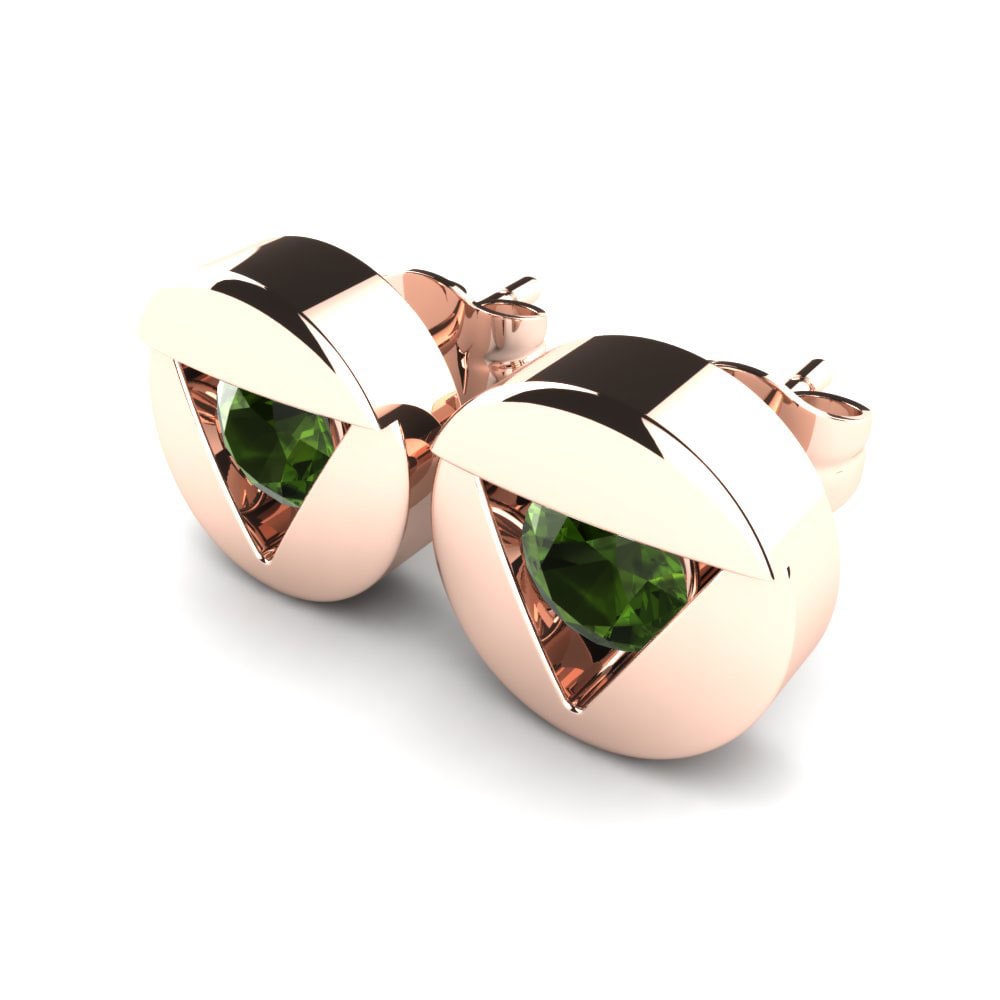 14ct Rose Gold Green Tourmaline Women's Earring Lisso