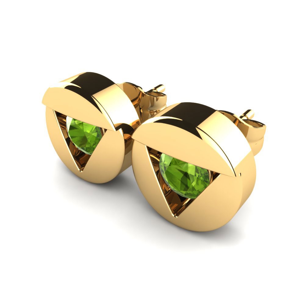 18k Oro Amarillo Peridoto Pendiente de mujer Lisso