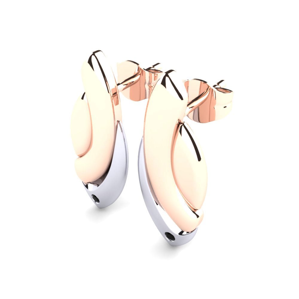14k Oro Rosa & Blanco Zafiro negro Pendiente de mujer Lucca