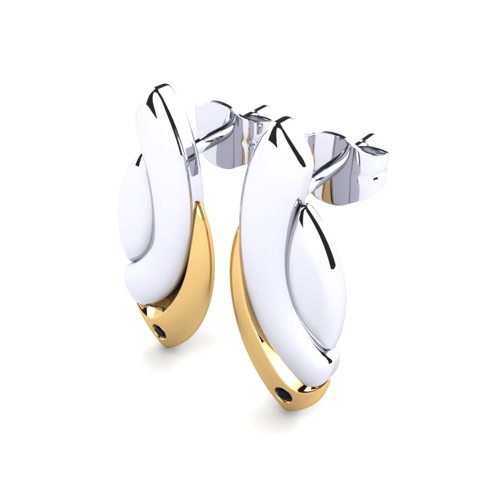 14ct White & Yellow Gold Black Sapphire Women's Earring Lucca