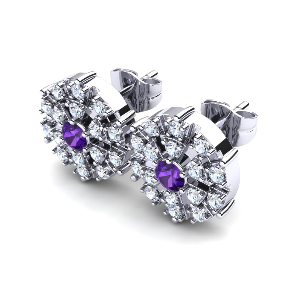 950 Palladium Amethyst Women's Earring Pomana