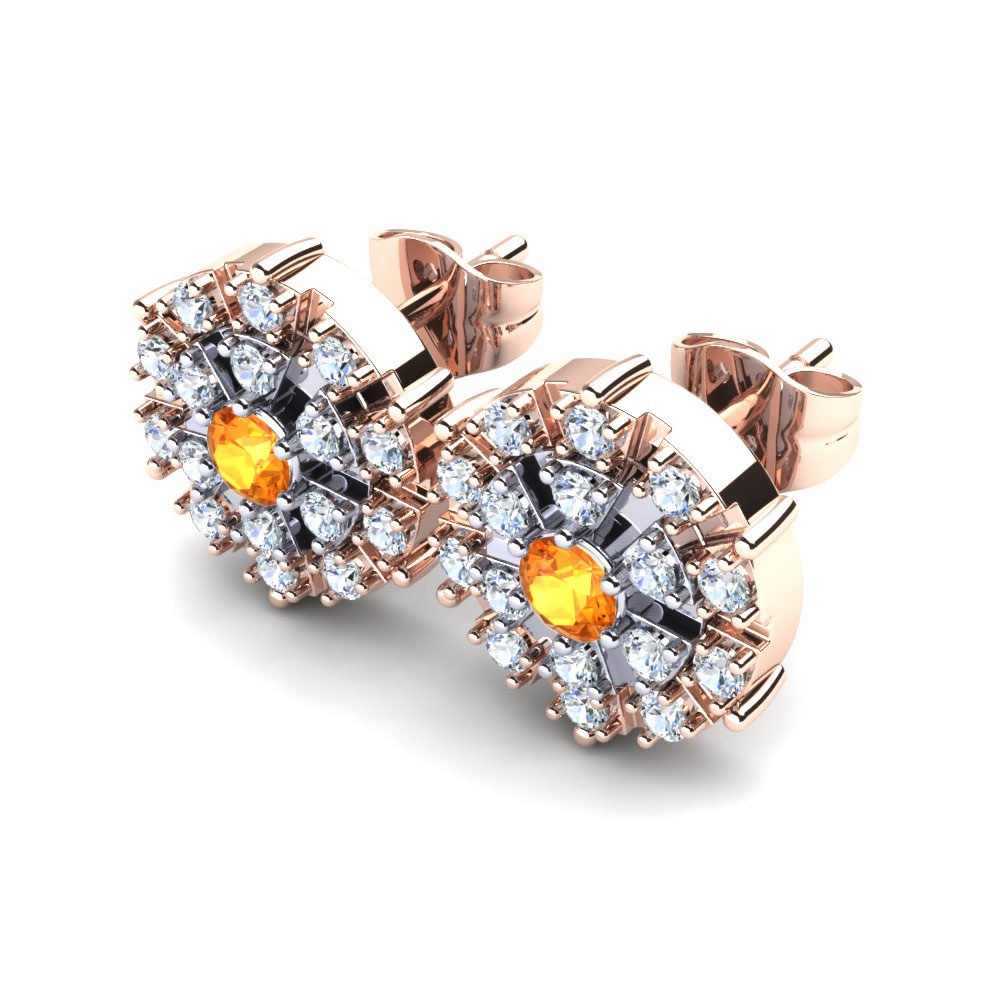 14k Oro Rosa & Blanco Citrino Pendiente de mujer Pomana
