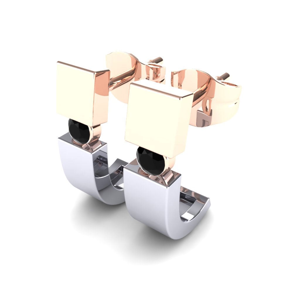 14k Oro Rosa & Blanco Zafiro negro Pendiente de mujer Tansy