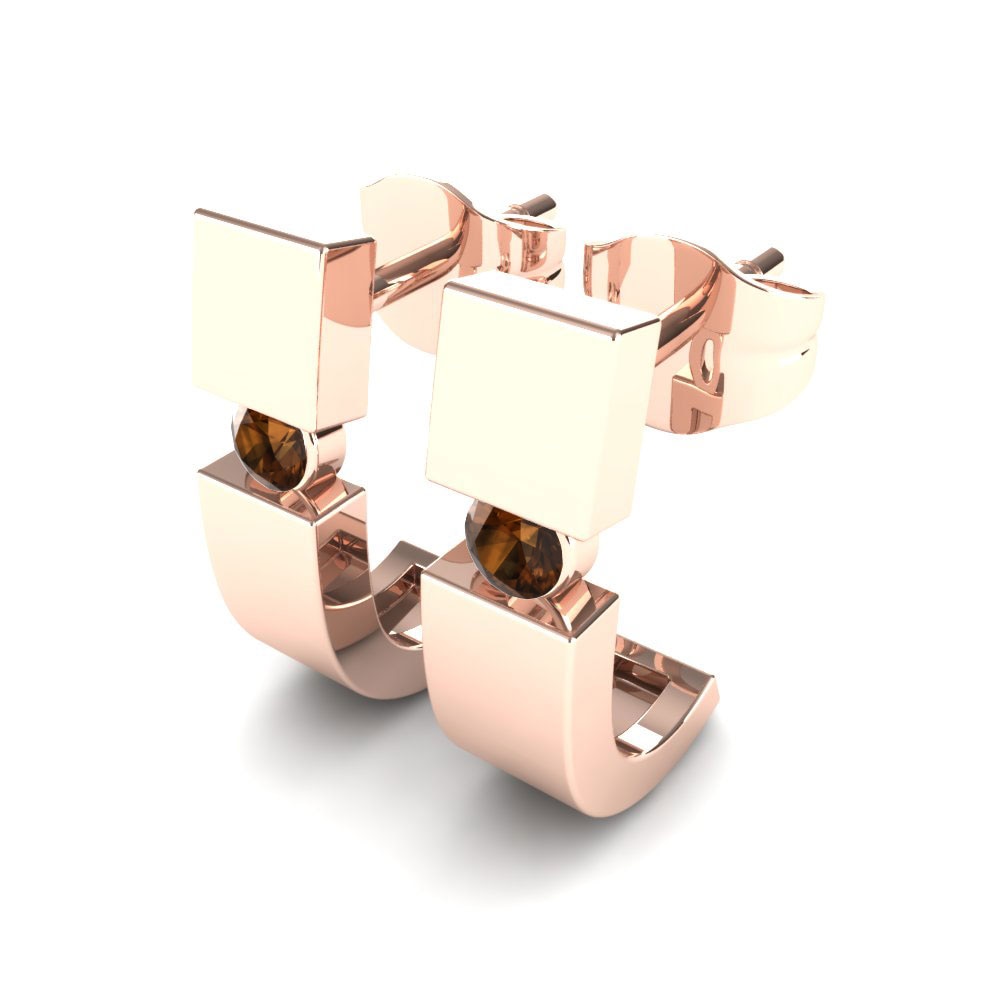 14k Oro Rosa Cuarzo humo Pendiente de mujer Tansy