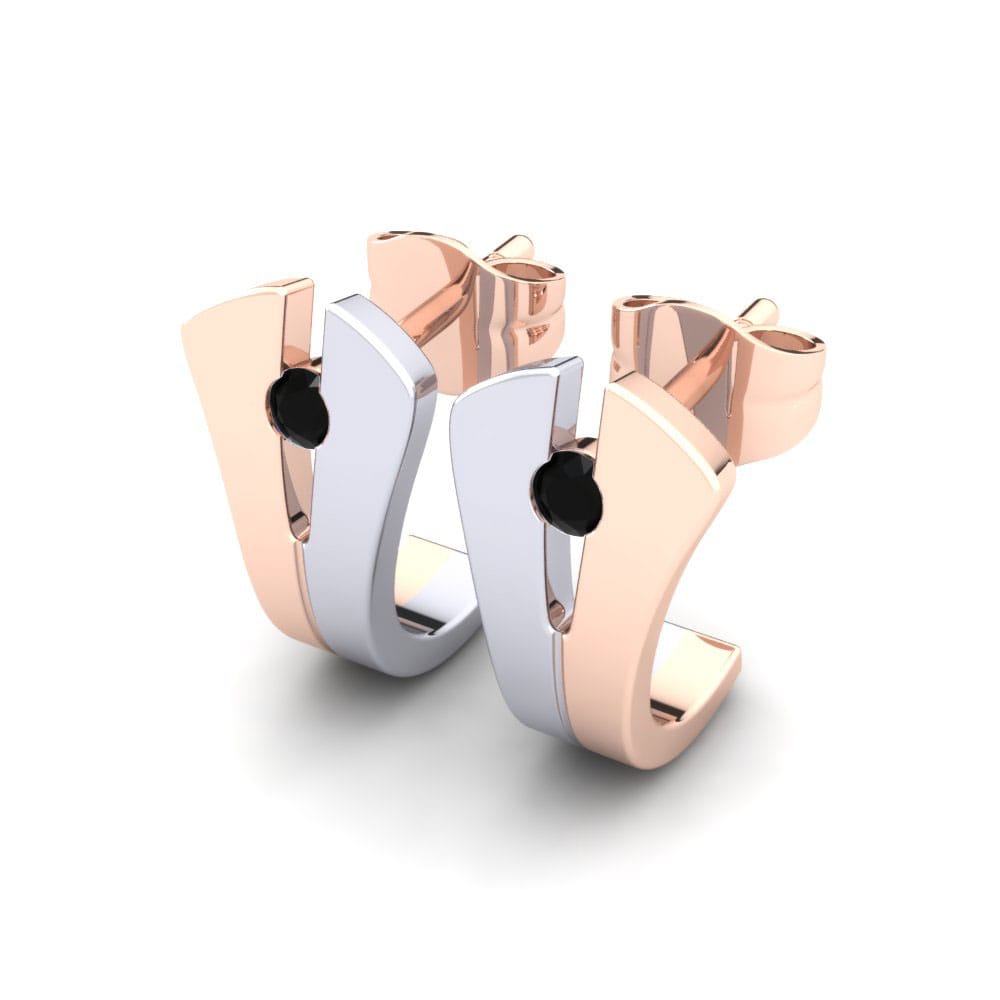14k Oro Rosa & Blanco Zafiro negro Pendiente de mujer Benita