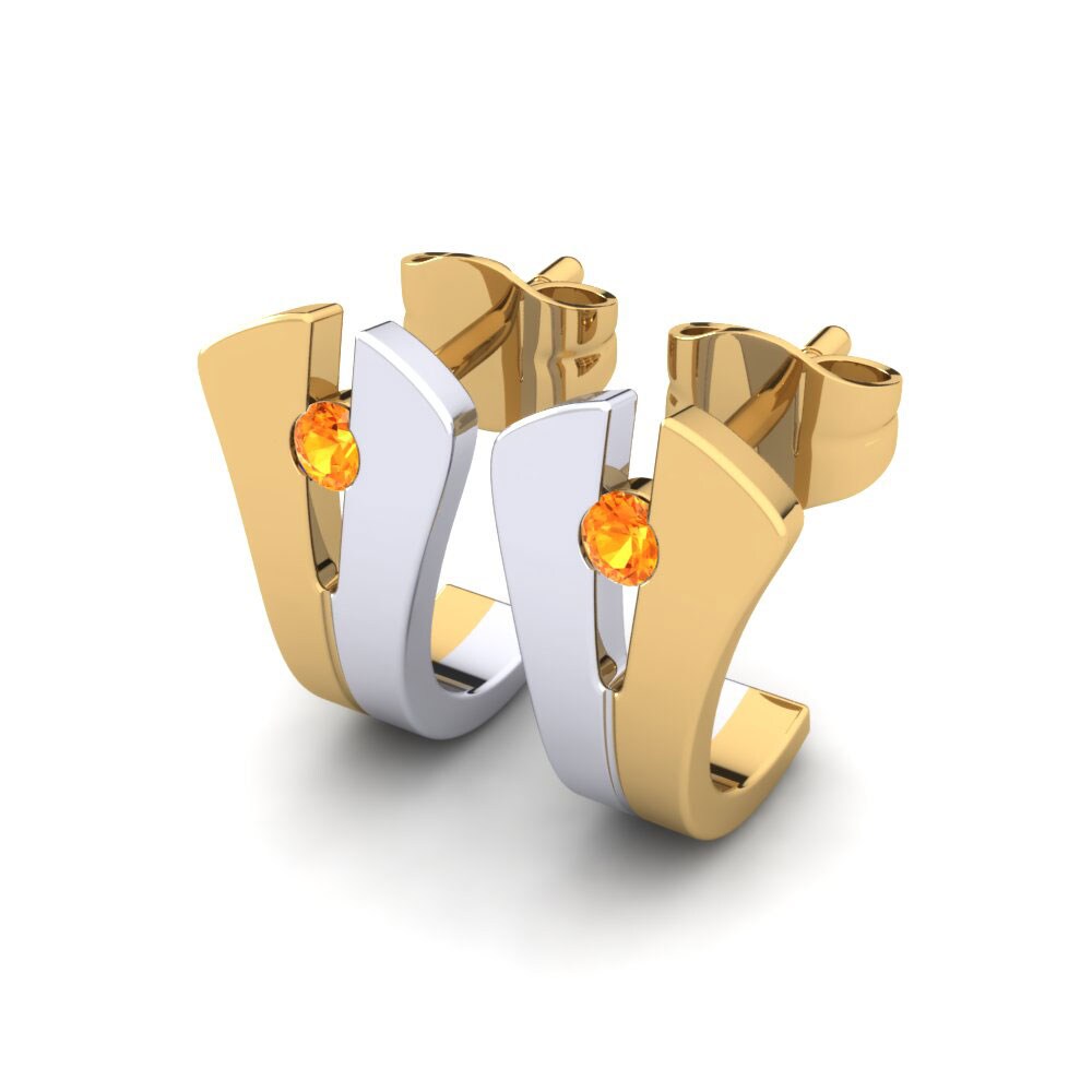 14ct Yellow & White Gold Citrine Women's Earring Benita