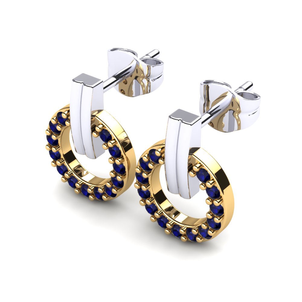 14k Oro Blanco & Amarillo Zafiro Pendiente de mujer Trella