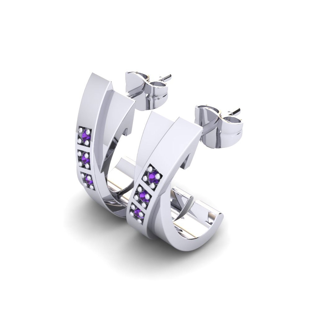 950 Palladium Amethyst Women's Earring Bentley