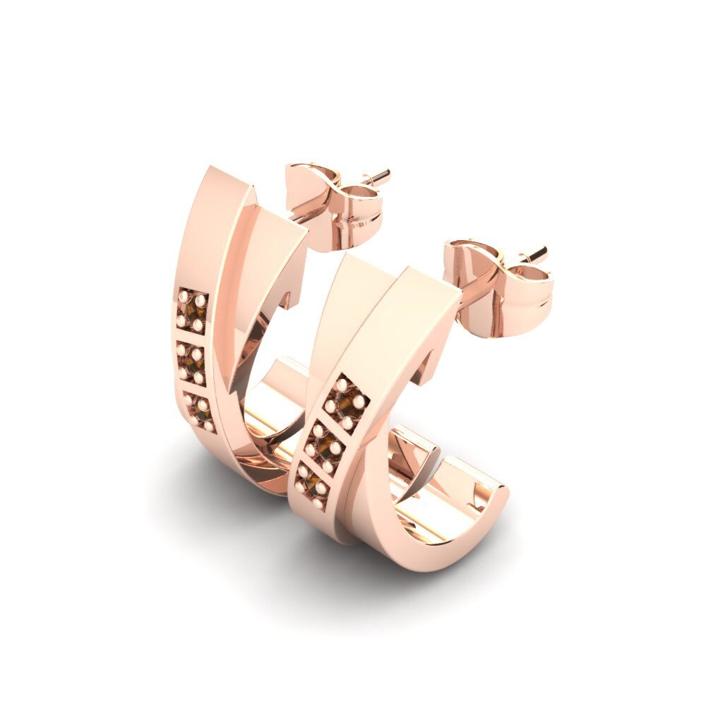 14k Oro Rosa Cuarzo humo Pendiente de mujer Bentley