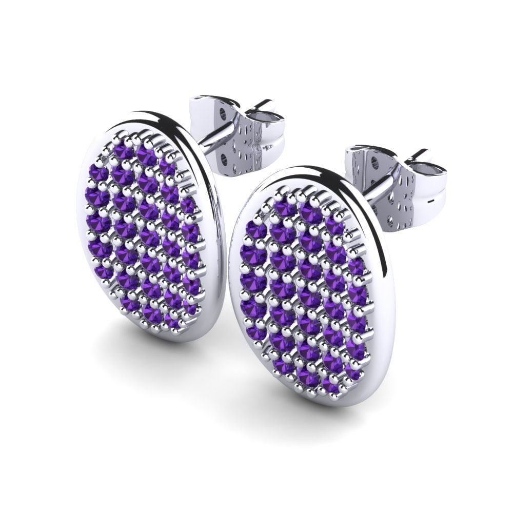 950 Palladium Amethyst Women's Earring Fionce
